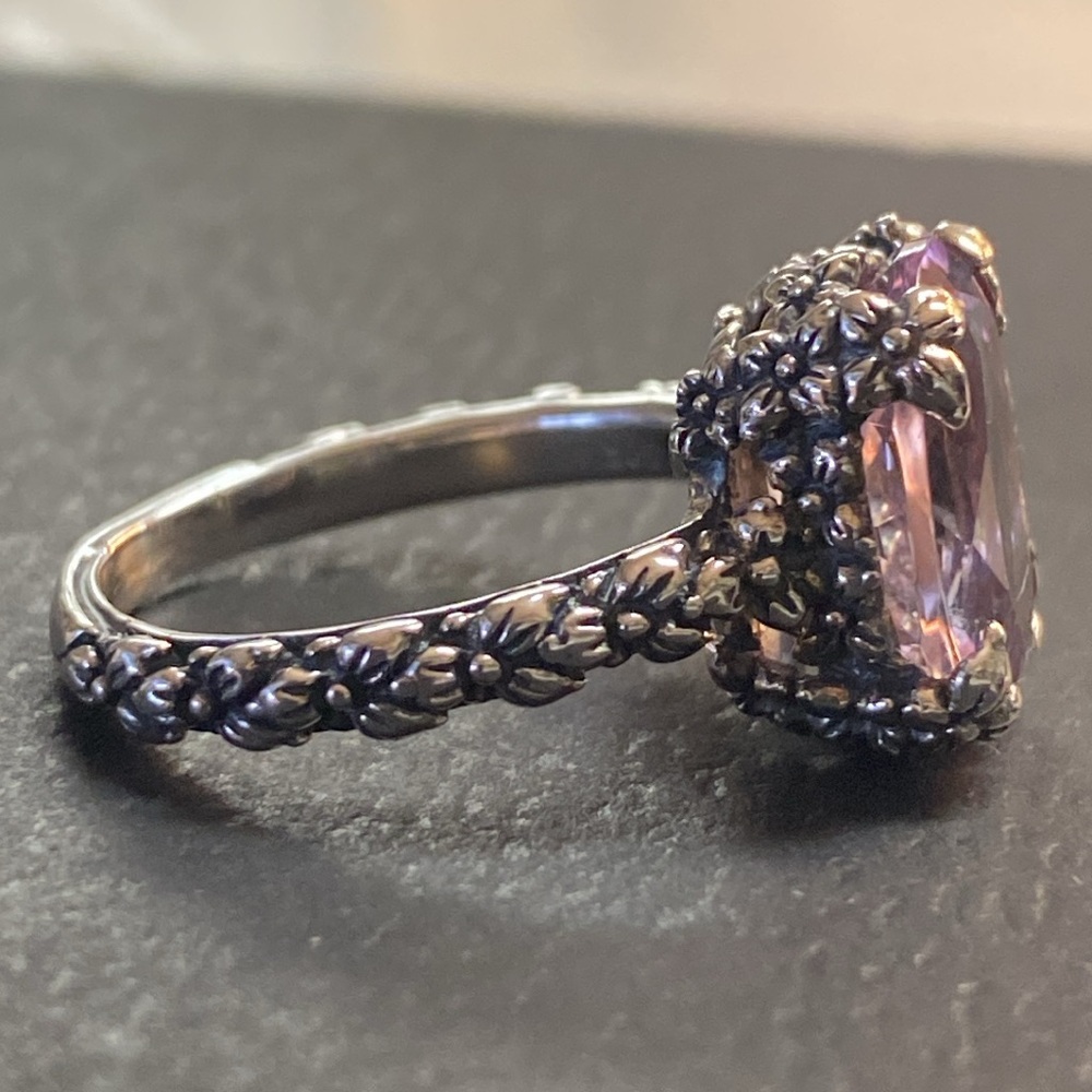 Stephen Dweck Sterling Silver Floral Accents Amethyst Ring - Picture 5 of 11